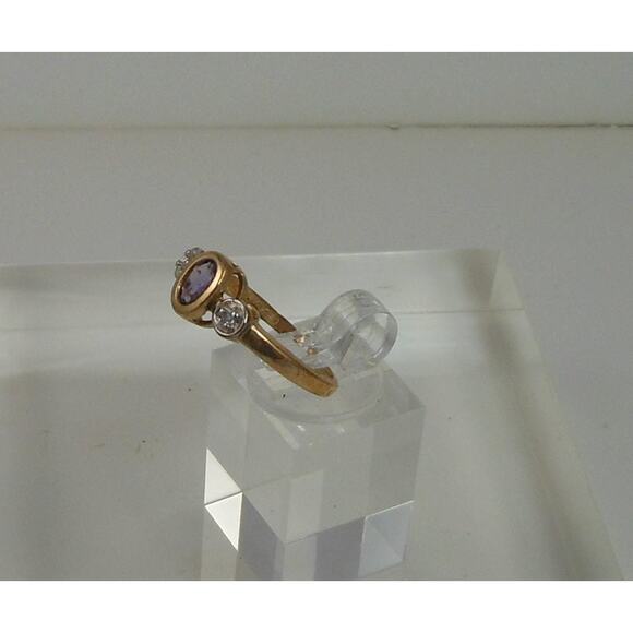 Vintage 10K Gold Natural Diamond Purple Amethyst Ring Size 6.5 NOS 8mm 2.2grams - Picture 9 of 9